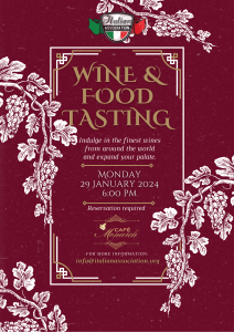 Premiere Wine and Food Pairing Event. Monday, January 29th, 2024 at Cage Monarch